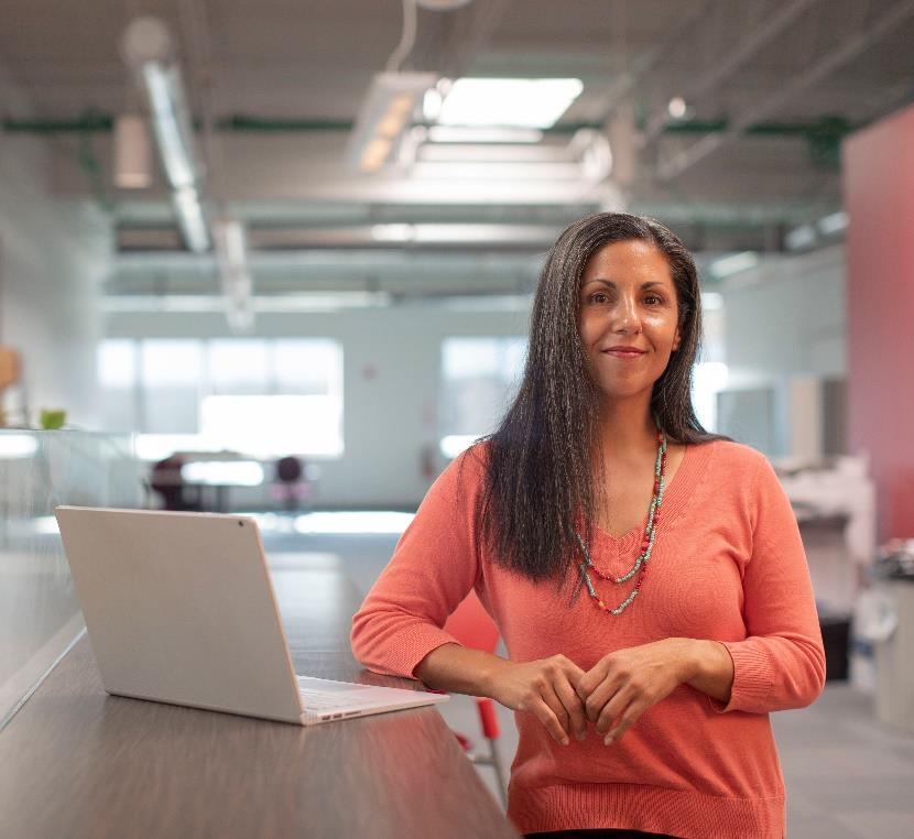 Workplace consultant in an open-plan office